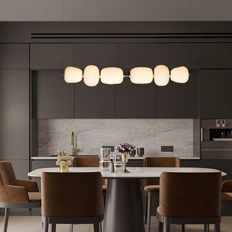 Suspension en verre style crème française, luminaire intérieur élégant