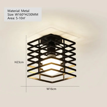 Plafonnier rétro E27 en métal pour intérieur, couloir et balcon, ambiance chaleureuse