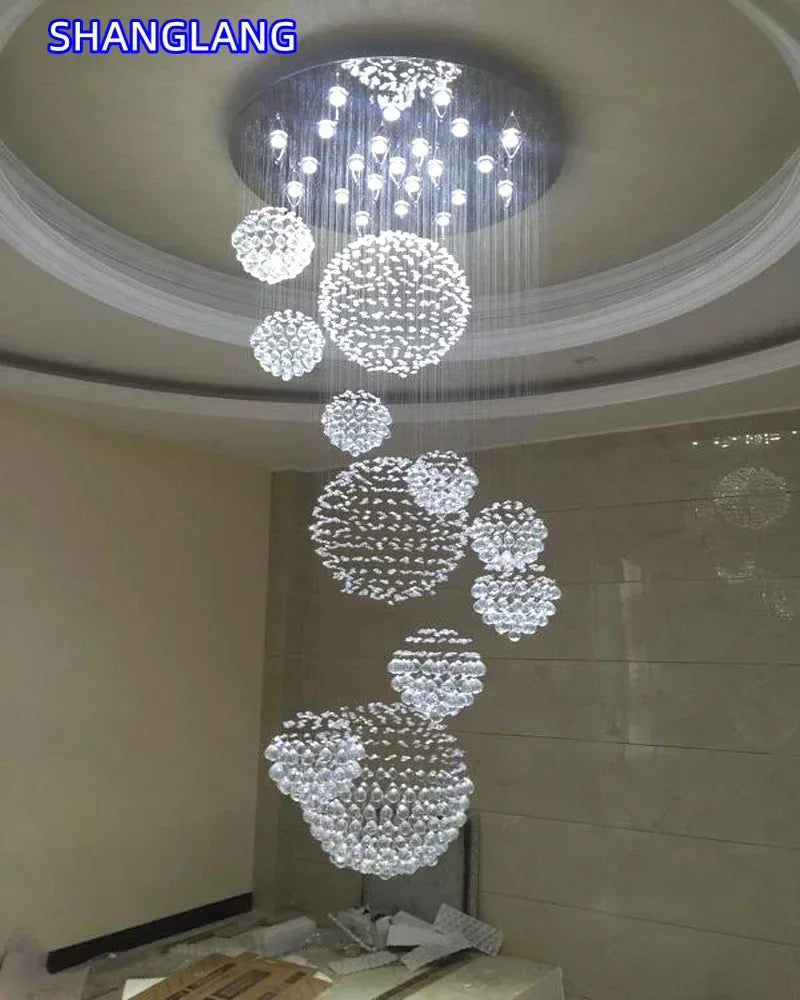 Lustre moderne boule de cristal LED design luxe pour salon