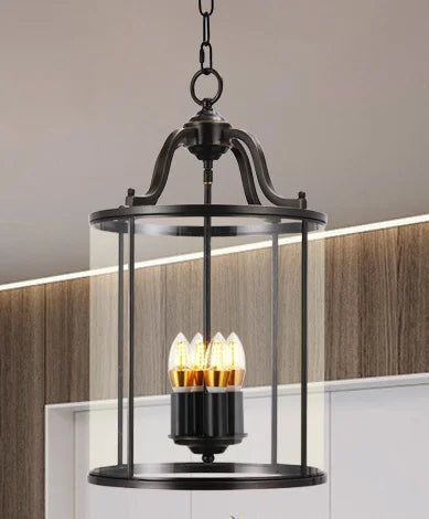 Suspension vintage en cuivre avec cage à oiseaux en verre, éclairage chaleureux