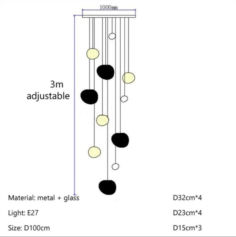 Suspension LED en verre blanc Gregg, design moderne pour villa et escalier