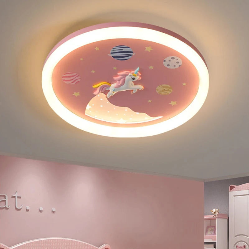 Plafonnier Licorne Arc-en-Ciel Rose LED Ambiance Chaleureuse pour Chambre Enfant