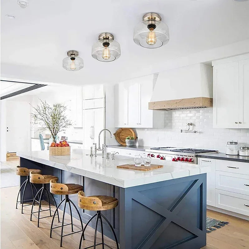 Plafonnier LED en verre design nordique moderne pour intérieur élégant