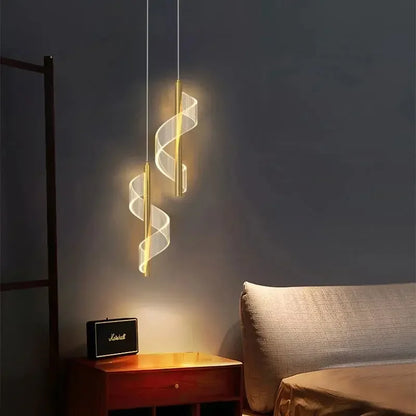 Suspension LED nordique en aluminium, lumière chaude pour salon et salle à manger