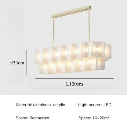 Suspension grand lustre blanc minimaliste Wabi Sabi en acrylique LED pour salon et hall
