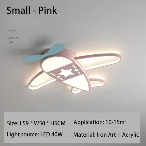 Plafonnier avion dessin animé LED blanc design créatif pour chambre enfant et salon