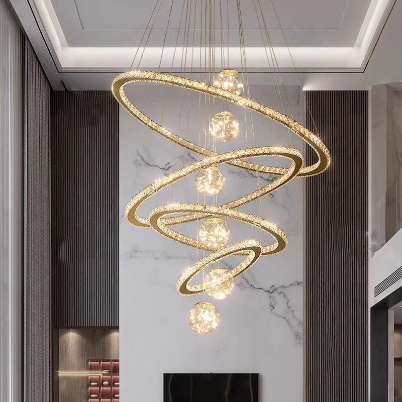 Lustre moderne en cristal nordique à lumière LED pour salon élégant