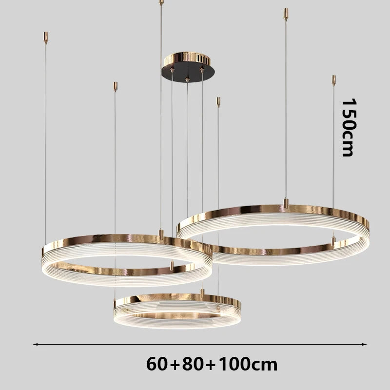 Suspension moderne en alliage et acrylique, lumière LED dimmable pour salon et salle à manger
