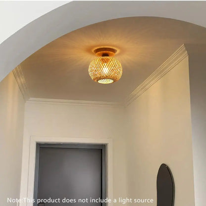 Plafonnier bambou intérieur E27 design artisanal ambiance blanc chaud