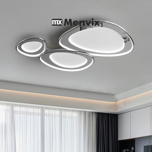 Plafonnier LED Menvix en aluminium chrome design moderne lumière chaude