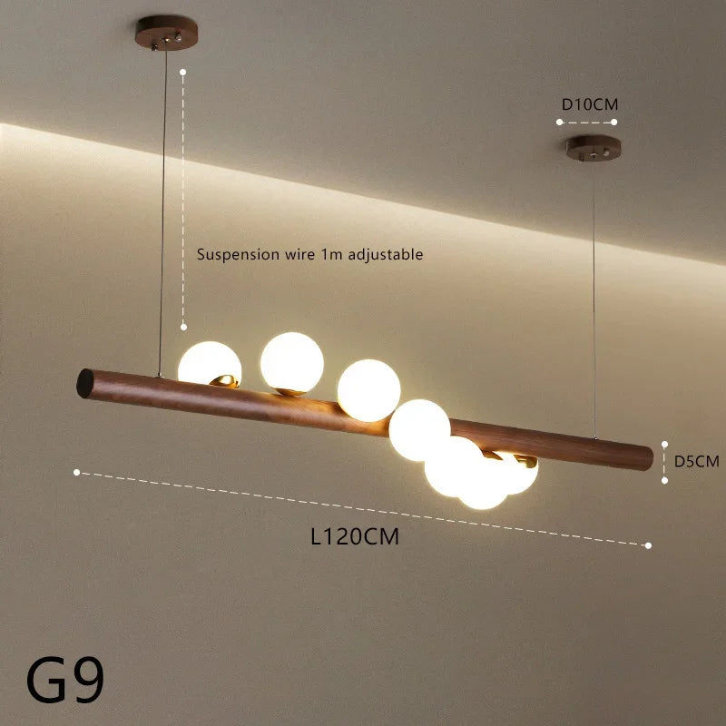 Suspension Plafonnier Bois Design Moderne G9, Lumière Ambiante Chaleureuse