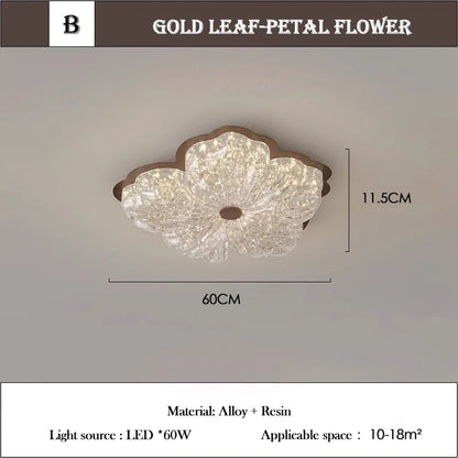 Plafonnier Vintage Français en Cristal à Fleurs, Lumière Chaude Ambiante