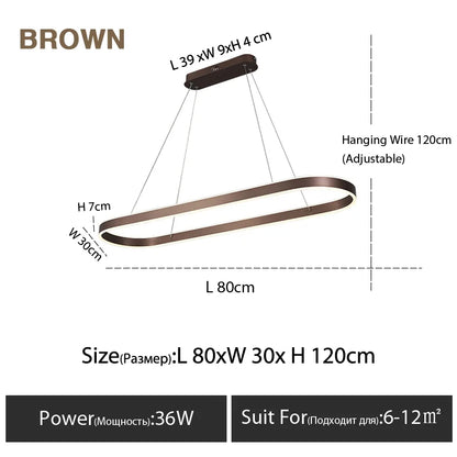 Suspension LED nordique en aluminium, lumière variable pour salle à manger et cuisine