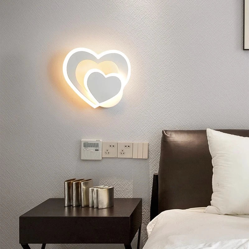 Applique Murale LED Cœur en Métal, Design Nordique, Lumière Ambiante Cosy