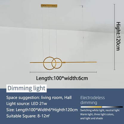 Suspension LED moderne nordique dimmable pour cuisine et chambre