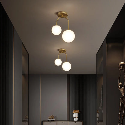 Plafonnier LED moderne en verre et métal pour intérieur design nordique