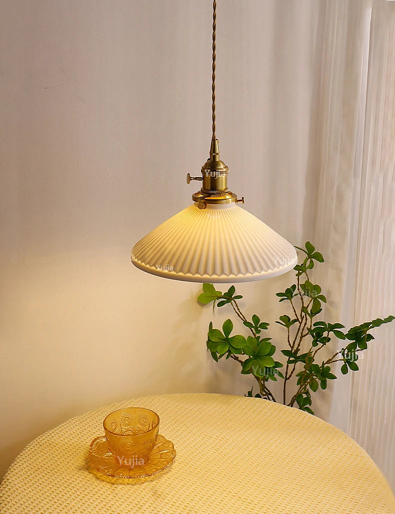 Suspension japonaise en céramique traditionnelle, éclairage chaleureux pour cuisine et salle à manger