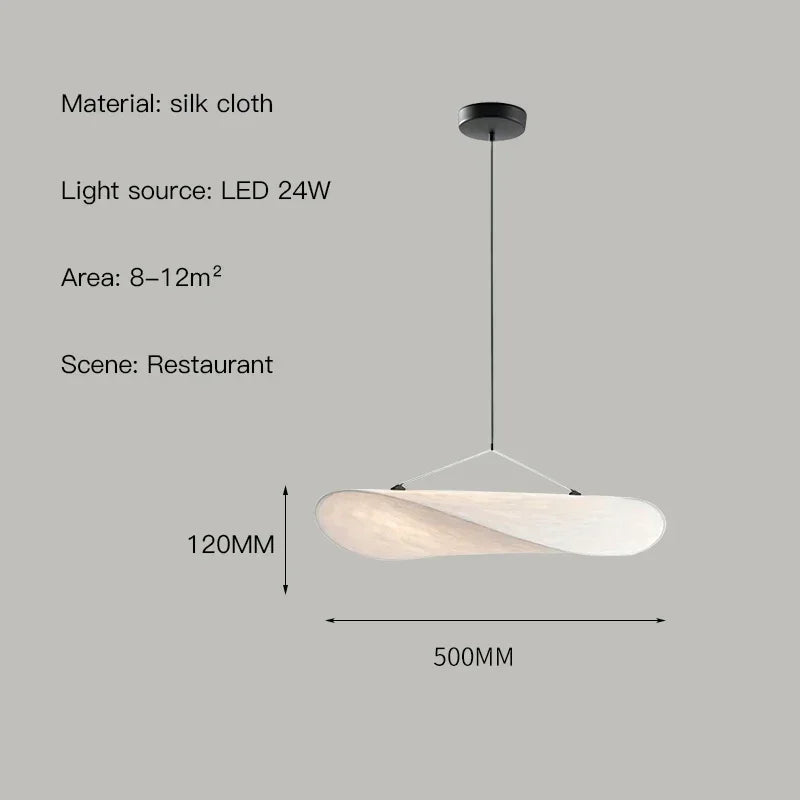 Suspension Wabi Sabi nordique en soie naturelle LED blanc modulable