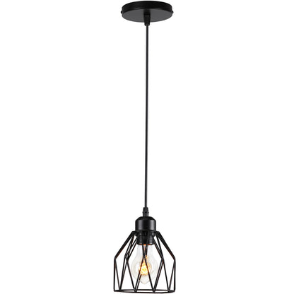 Suspension vintage en métal abat-jour cage fil noir pour éclairage intérieur