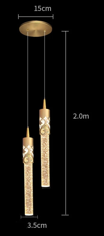 Suspension LED moderne en cristal noir et or pour salon et salle à manger