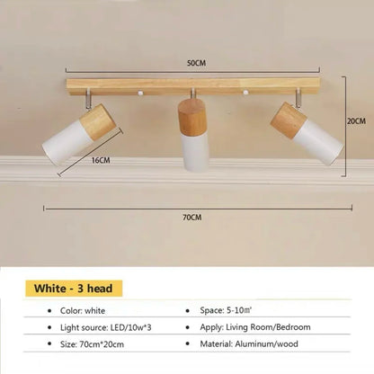 Plafonnier LED rotatif en bois au design nordique moderne, éclairage intérieur chaleureux