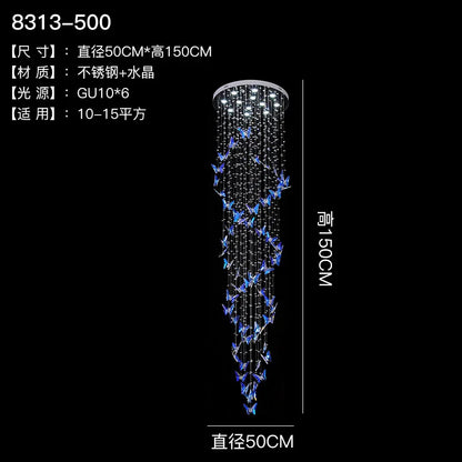 Lustre duplex creux rotatif en cristal style postmoderne pour hall