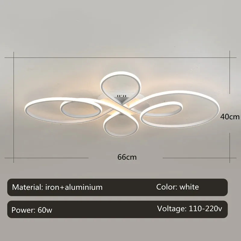 Plafonnier LED moderne à intensité variable avec télécommande, design métal et aluminium, éclairage chaleureux pour salon et salle à manger