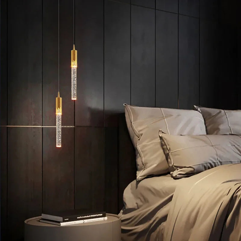 Suspension LED en cristal design nordique, luminaire intérieur élégant