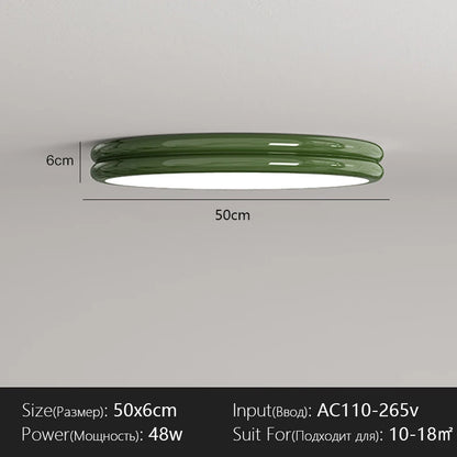 Plafonnier rond Bauhaus vert en métal LED pour ambiance cosy