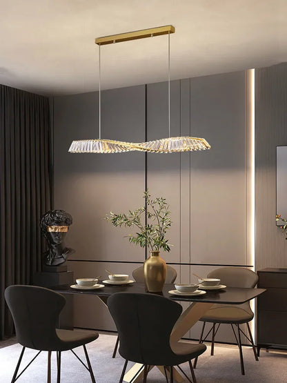 Suspension moderne en cristal K9 spirale, lumière LED pour îlot et salle à manger