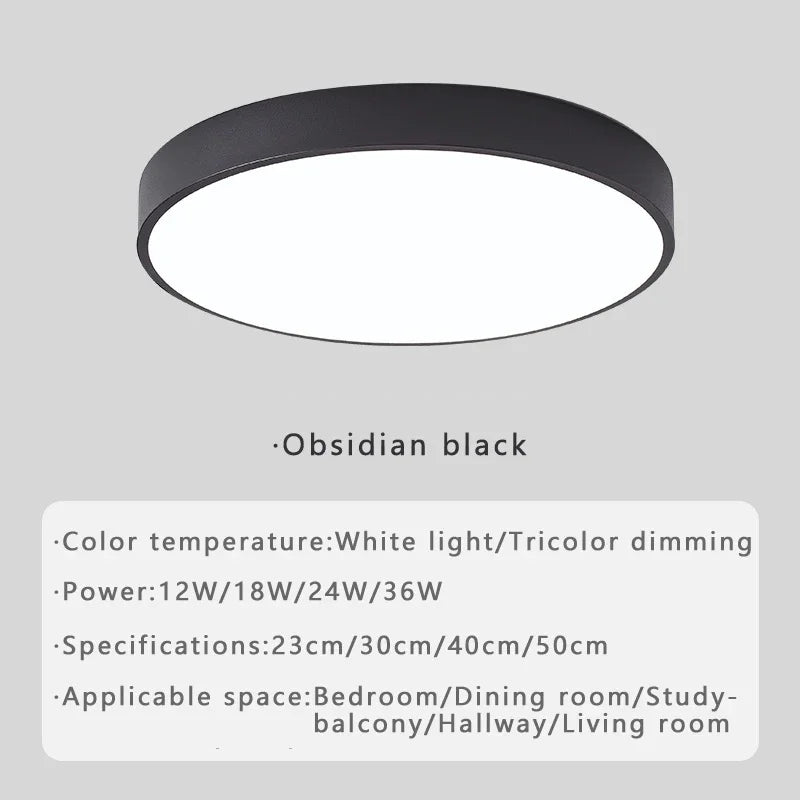 Plafonnier LED circulaire minimaliste en métal et acrylique, design moderne pour salon et bureau