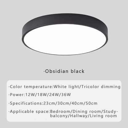 Plafonnier LED circulaire minimaliste en métal et acrylique, design moderne pour salon et bureau