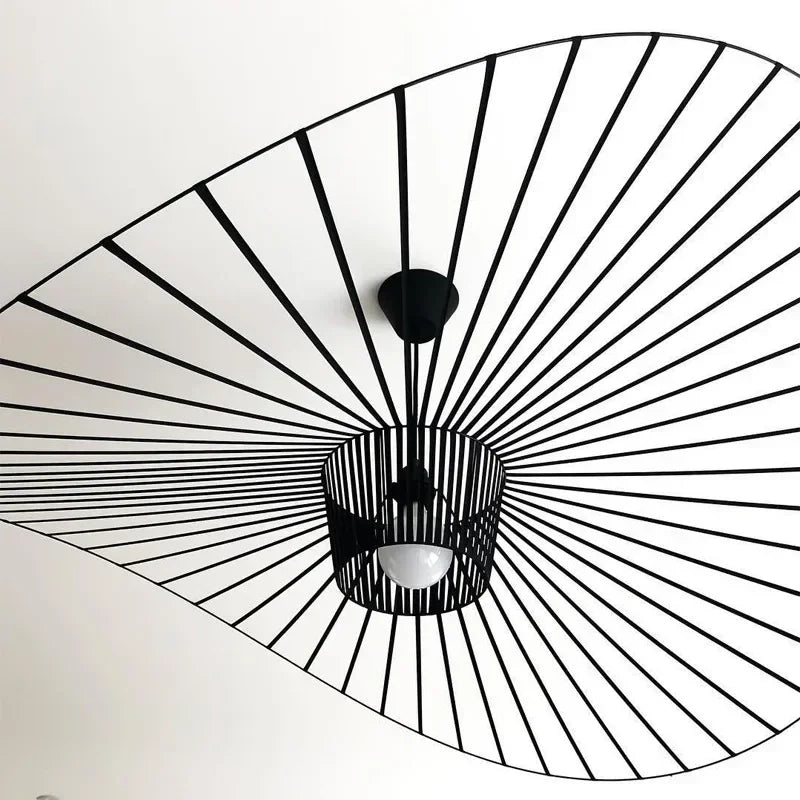 Suspension chapeau de paille Vertigo en tissu français, style nordique, lumière LED chaleureuse