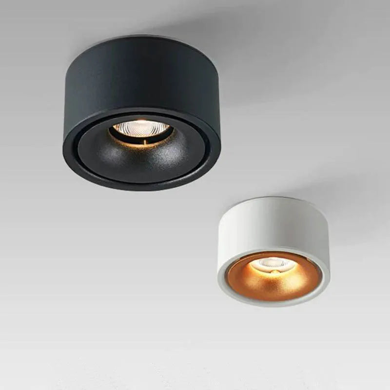 Plafonnier LED circulaire COB dimmable en aluminium, 7-15W, lumière chaude