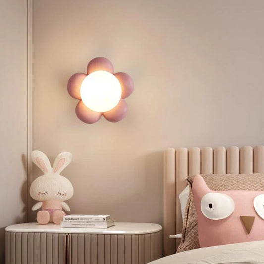 Applique Murale LED Moderne en Résine Style Fleur pour Chambre et Salon