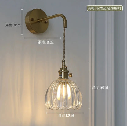 Applique Murale Moderne en Verre à Fleurs LED pour Chambre et Bureau