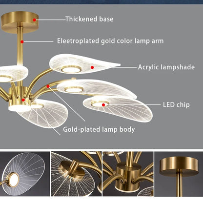 Suspension nordique design lotus en acrylique pour salle à manger et cuisine