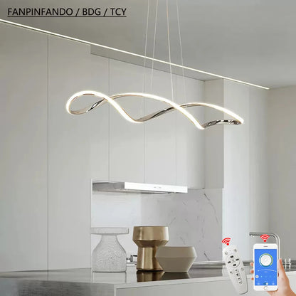 Suspension LED Moderne à Intensité Variable avec Télécommande – Hauteur Réglable 92 cm, Éclairage Îlot et Salle à Manger