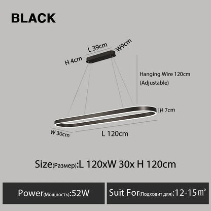 Suspension LED nordique en aluminium, lumière variable pour salle à manger et cuisine