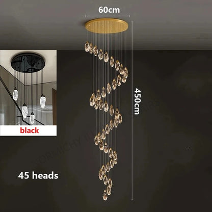 Lustre suspendu moderne en cristal LED, lumière chaude réglable pour intérieur design