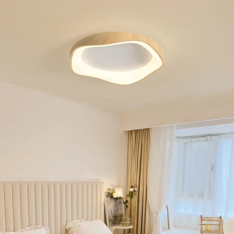 Plafonnier LED design fleur minimaliste en fer noir, blanc et gris, lumière douce et modulable