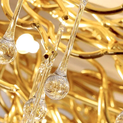 Plafonnier rectangulaire en cristal doré moderne pour salon et salle à manger