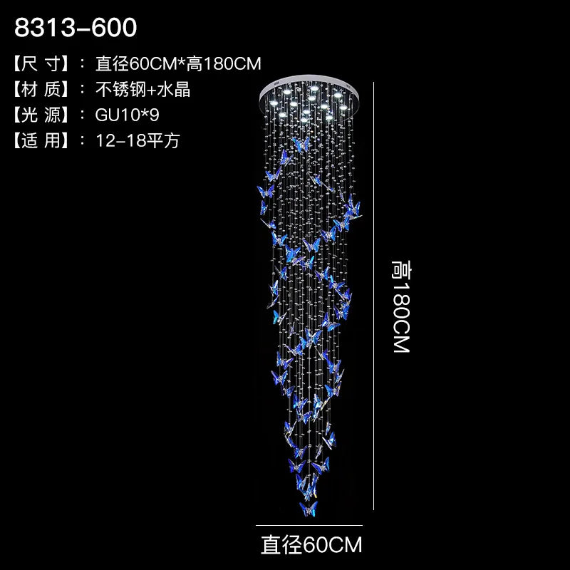 Lustre duplex creux rotatif en cristal style postmoderne pour hall