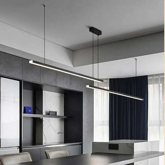 Suspension LED minimaliste longue bande pour salle à manger et bureau moderne