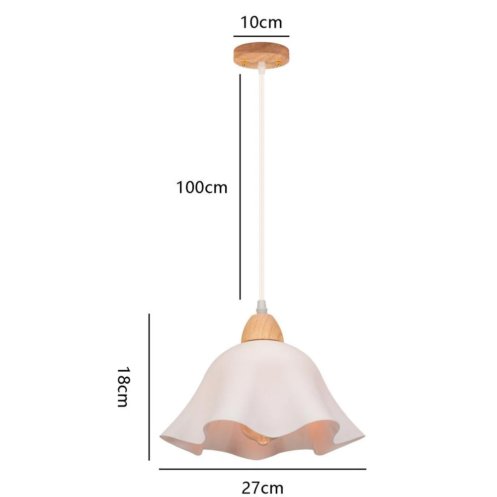 Suspension LED E27 moderne en fer et bois style nordique pour salon et cuisine