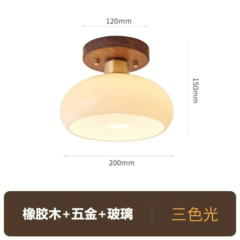 Plafonnier chinois rétro en laiton et noyer pour couloir et porche
