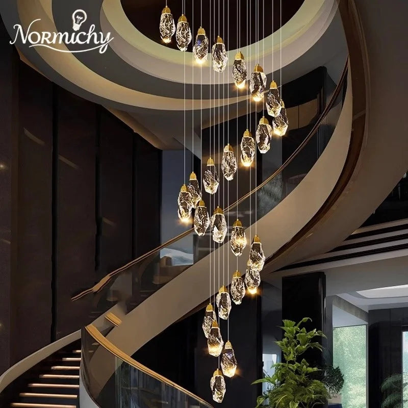 Lustre suspendu moderne en cristal LED, lumière chaude réglable pour intérieur design
