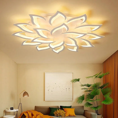 Plafonnier LED Design Floral Moderne en Acrylique, Intensité Réglable pour Ambiance Chaleureuse