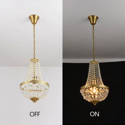 Suspension moderne en métal et cristal E27 pour ambiance cosy vintage