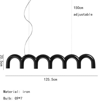 Suspension moderne en U en fer pour chambre, bar et restaurant, éclairage décoratif design